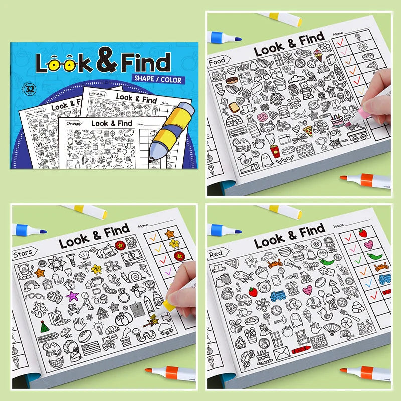 Look and Find Hidden Object Coloring Book | Interactive Seek and Find Activity Workbook for Kids