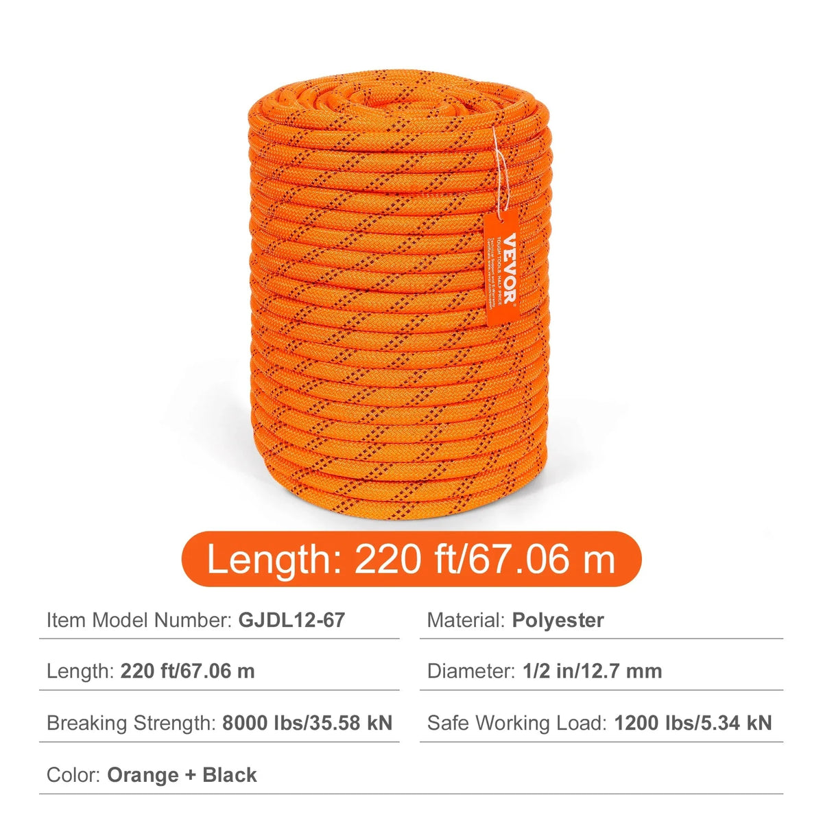 Heavy-Duty Dual-Weave Polyester Rope Camping & Rescue Cord