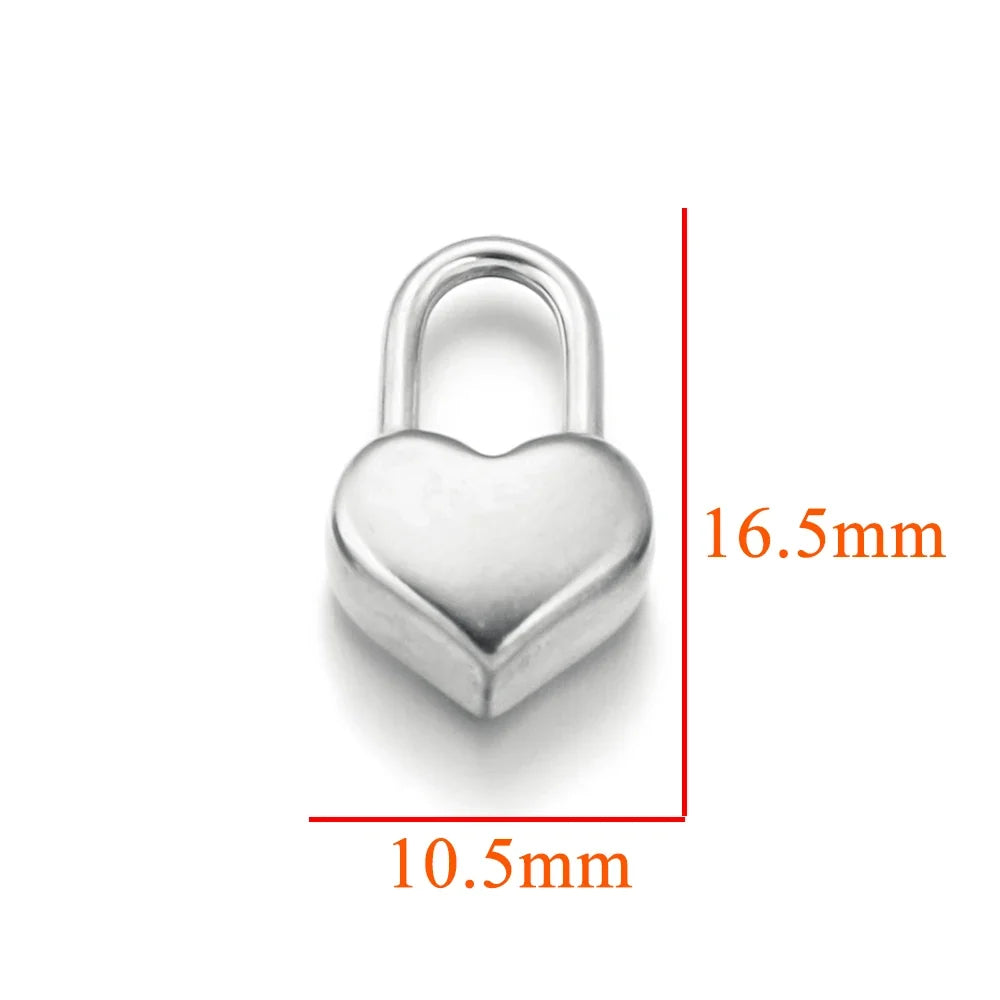 Gold Plated Heart Lock Key Pendant Set | 5pcs Stainless Steel Charms for DIY Jewelry