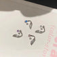 Silver Wing Stud Earrings | Crystal Rhinestone Pierced Earrings for Women