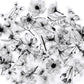 50 Transparent Flower Stickers | PET Decorative Craft Set for Journals and Notebooks