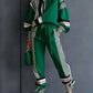 Plus Size Striped Sweatshirt & Pants Set