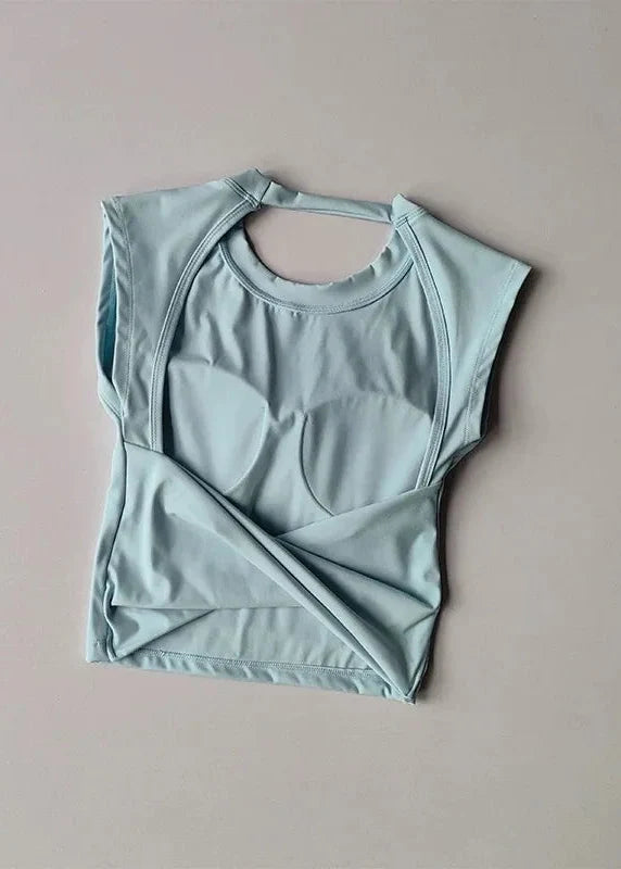 Slim Backless Yoga T-Shirt Vest with Built-In Pads
