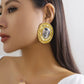Oversize Glossy Round Circle Stud Earrings | Gold Plated Thick Hoop Jewelry