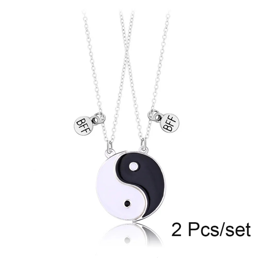 3 Pcs/set Best Friends Pendant Necklace For Woman Magnetic Adjustable Rainbow Daisy Lover Broken Heart Chain BFF Jewelry Gifts