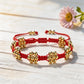 Handmade Red Rope Braided Bracelets Petal Shape Copper Beads Cluster Bangles for Women Men Friendship Couple Lucky Jewelry Gift