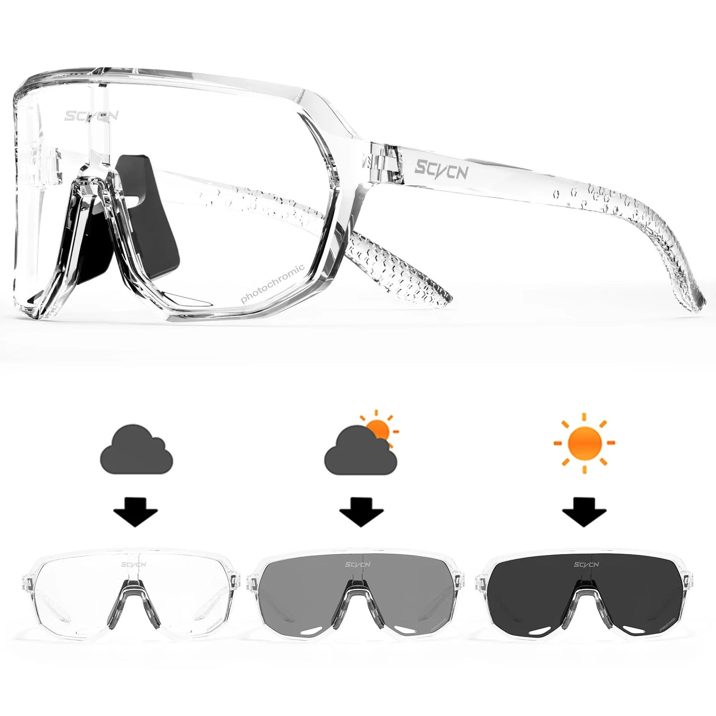 Scvcn Photochromic Sunglasses Cycle Glasses for Men Sun Mountain Bike Bicycle Cycling Eyewear Goggles Sports UV400 Polarized MTB