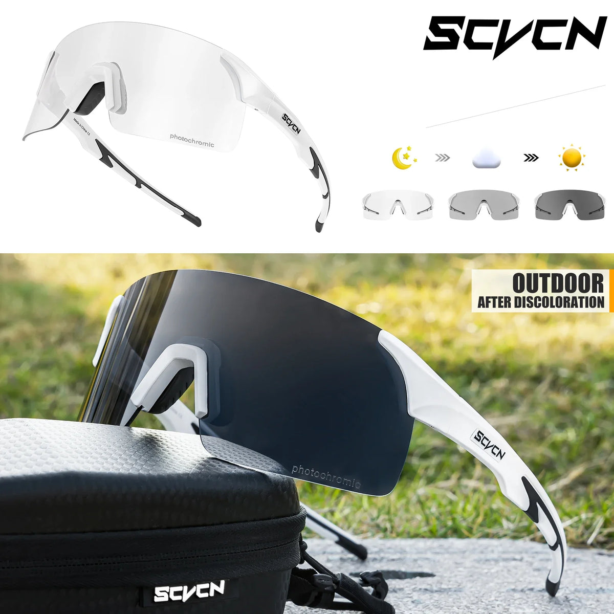 SCVCN New Photochromic Sunglasses Man MTB Climbing Glasses Outdoor Sports Bike Cycling Glasses Women Driving Bicycle Goggles