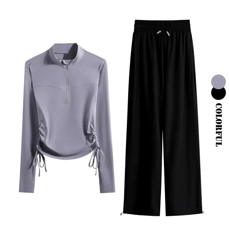 Women’s 2-Piece Yoga Set: Drawstring Top & Sweatpants