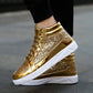 Men's Glitter High Top Sneakers Shiny Party Stage Shoes Casual Fashion Footwear Tênis Alto Brilhante Zapatillas Altas Brillantes