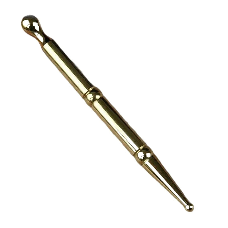 Dual Head Brass Facial Massage Stick,Handheld Fascia Scraping Stick,Acupoint Massage Stick,Acupoint Pen Body Massager