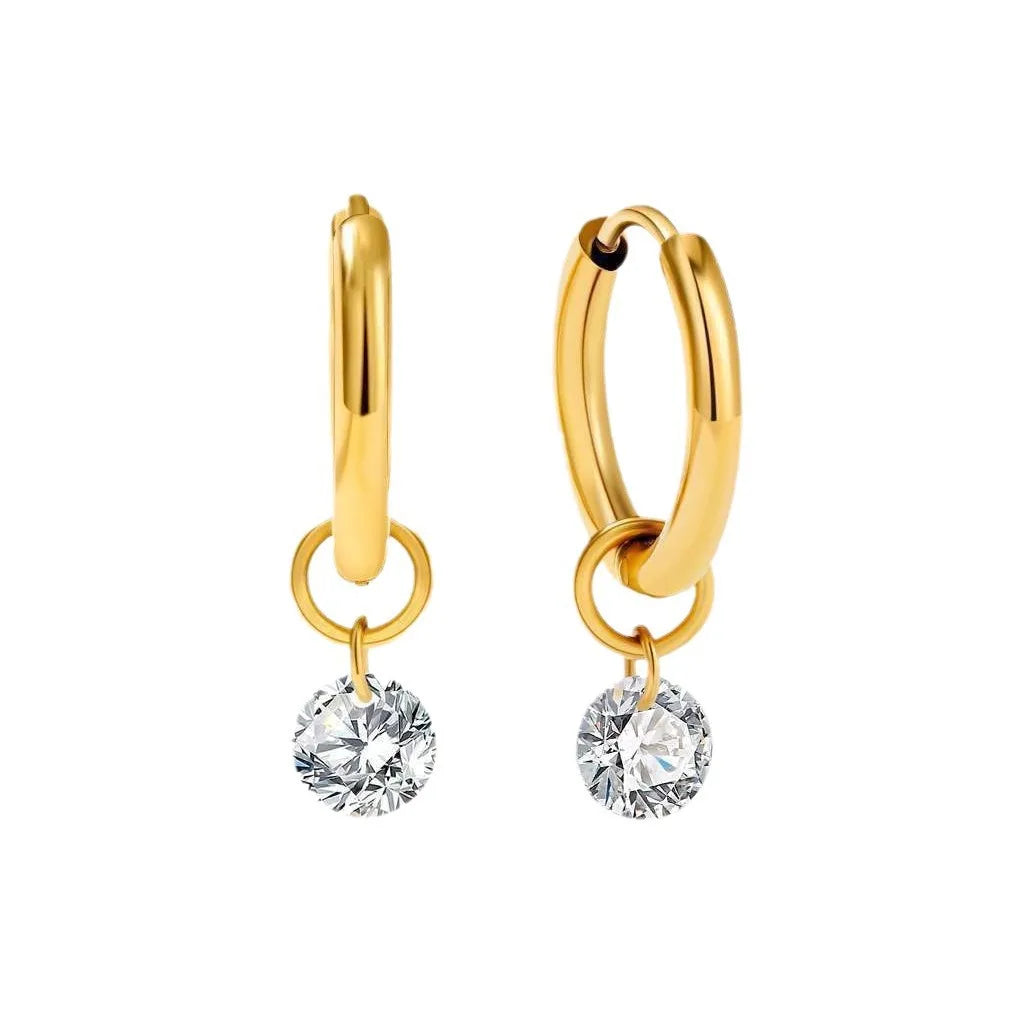Stainless Steel Waterdrop Zircon Hoop Earrings | Fashion Jewelry for Women and Men
