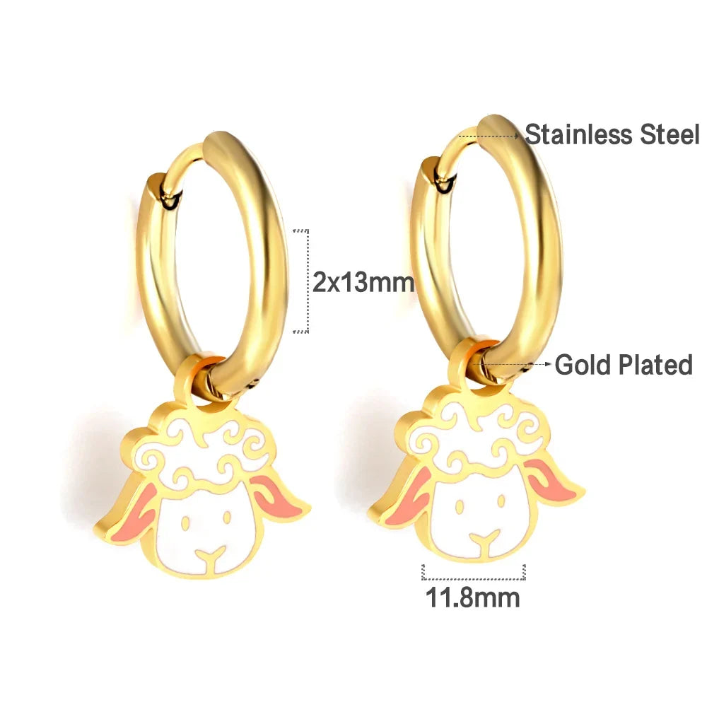 LUXUSTEEL Animal Hoop Earrings | Stainless Steel Drop Earrings for Women