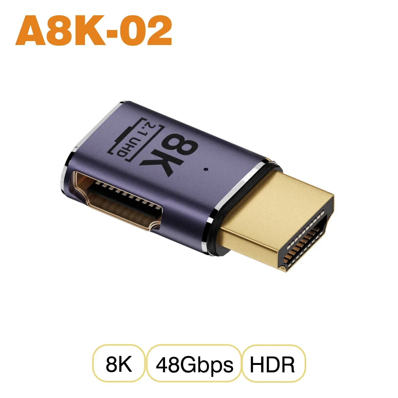 NNBILI HDMI 2.1 Adapter | 48Gbps 8K@60Hz Elbow and Straight Converter