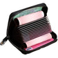 Business Card Holder Wallet | PU Leather Credit Card Case with Zipper Closure