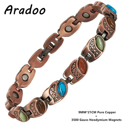 ARADOOPure Copper Bracelet for Women 99.99% Magnetic Therapy Jewelry, Vintage Style Gift for Her