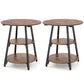 Industrial Side Tables Set of 2 with 3-Tier Shelves