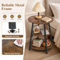 Industrial Side Tables Set of 2 with 3-Tier Shelves