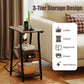 Industrial Side Table with Charging Station & 3-Tier Shelves