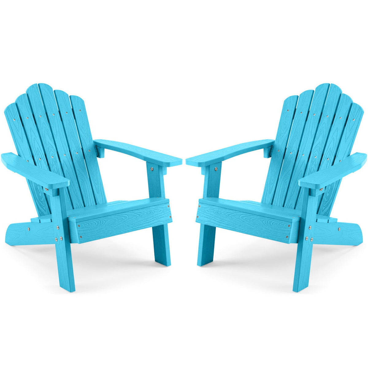 Set of 2 Kids Adirondack Chairs All-weather Outdoor Chairs for Children with Tilted High Backrest