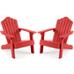 Set of 2 Kids Adirondack Chairs All-weather Outdoor Chairs for Children with Tilted High Backrest