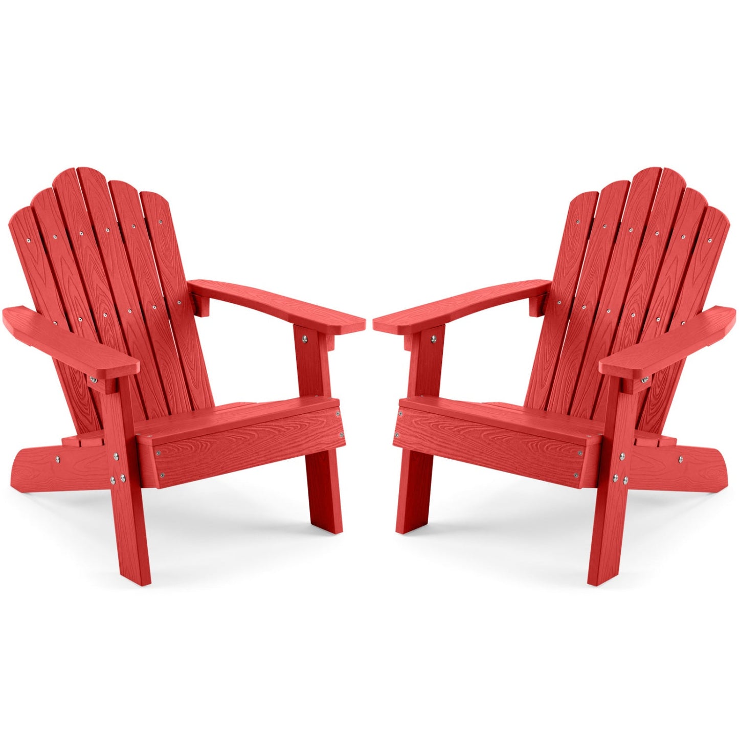 Set of 2 Kids Adirondack Chairs All-weather Outdoor Chairs for Children with Tilted High Backrest