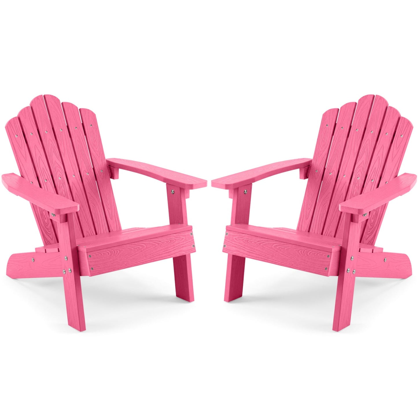 Set of 2 Kids Adirondack Chairs All-weather Outdoor Chairs for Children with Tilted High Backrest