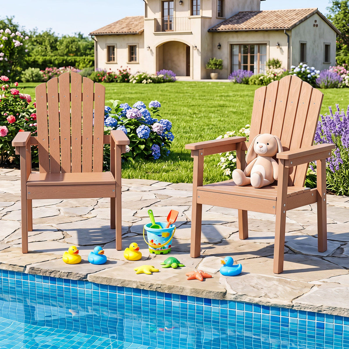 Adirondack Chairs Set of 2 with High Backrest - Brown