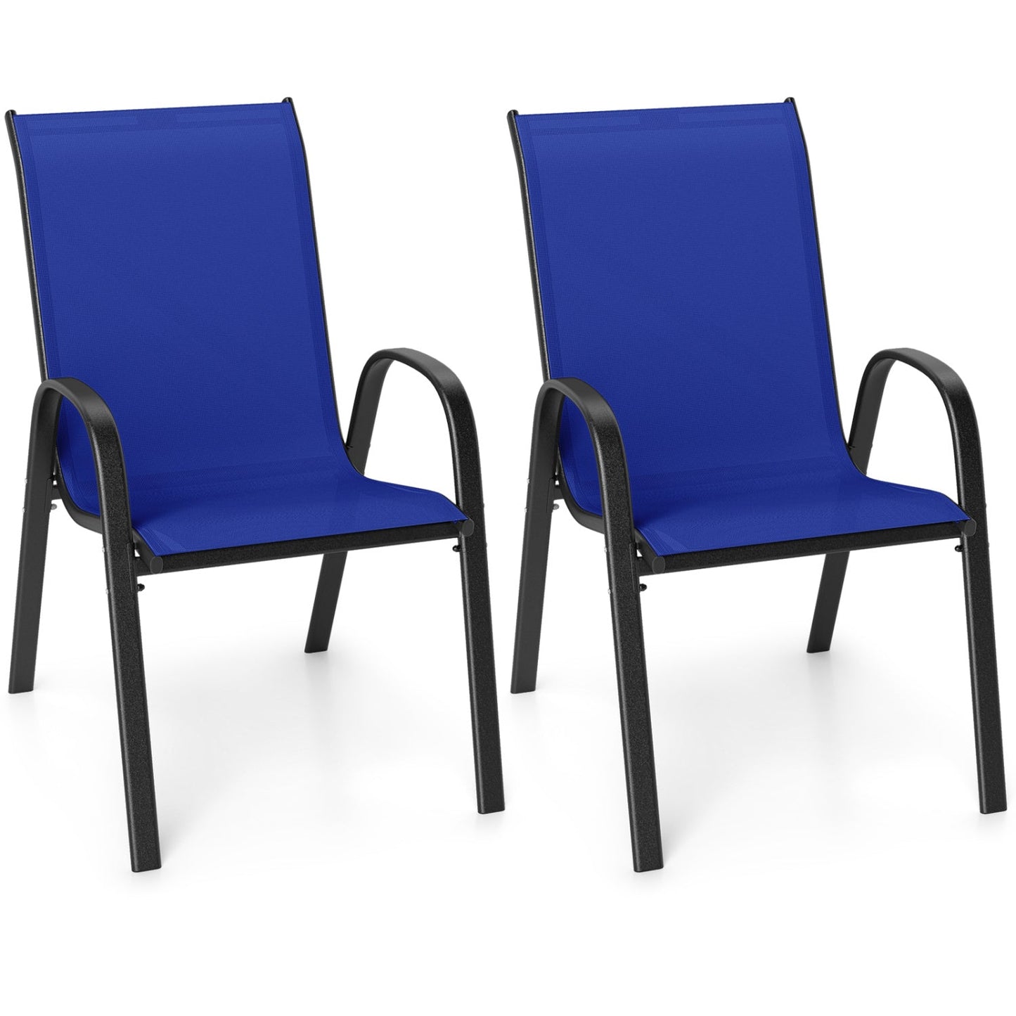 Set of 2 Stackable Patio Dining Chairs Set with Armrest