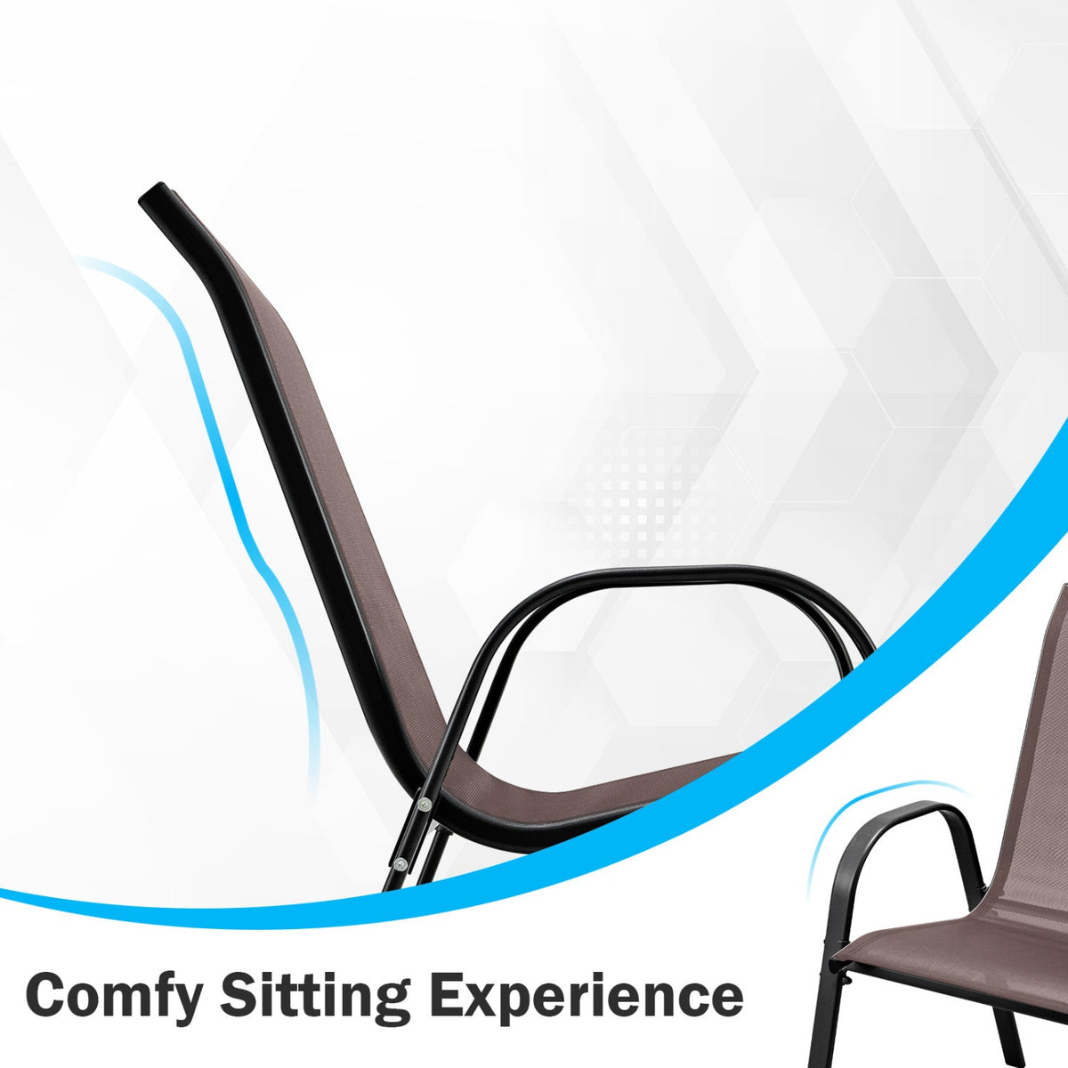 Set of 2 Stackable Patio Dining Chairs Set with Armrest