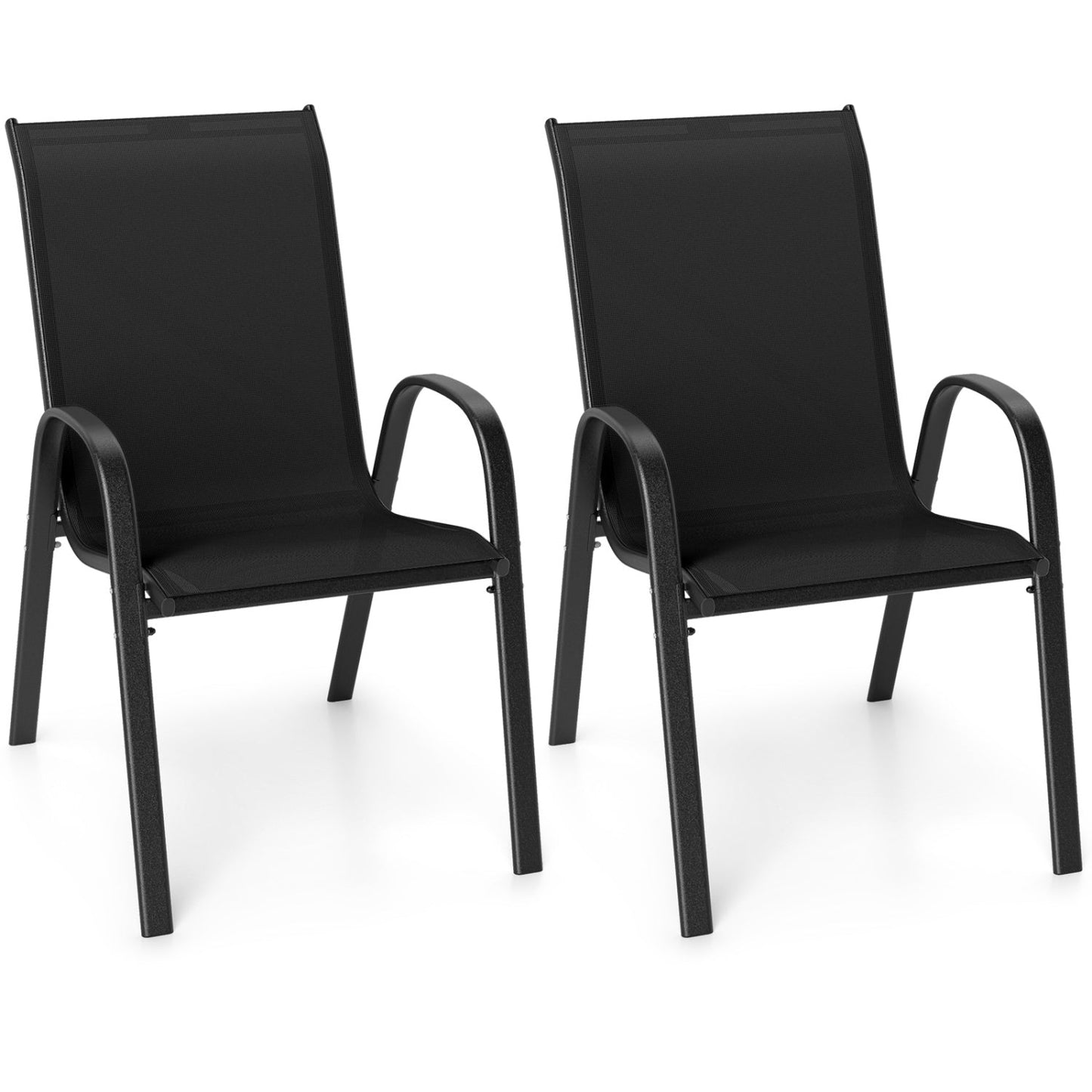 Set of 2 Stackable Patio Dining Chairs Set with Armrest
