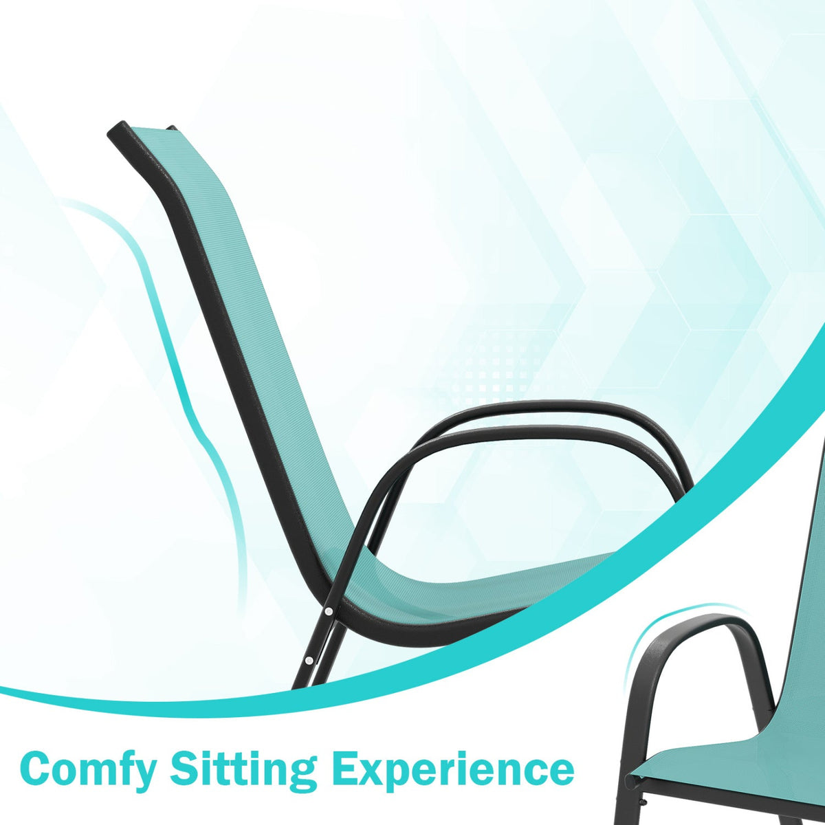 Set of 2 Stackable Patio Dining Chairs Set with Armrest