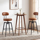 Set of 2 Swivel Barstools Faux Leather with Upholstered Seat and Back
