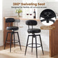 Set of 2 Swivel Barstools Faux Leather with Upholstered Seat and Back