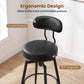 Set of 2 Swivel Barstools Faux Leather with Upholstered Seat and Back