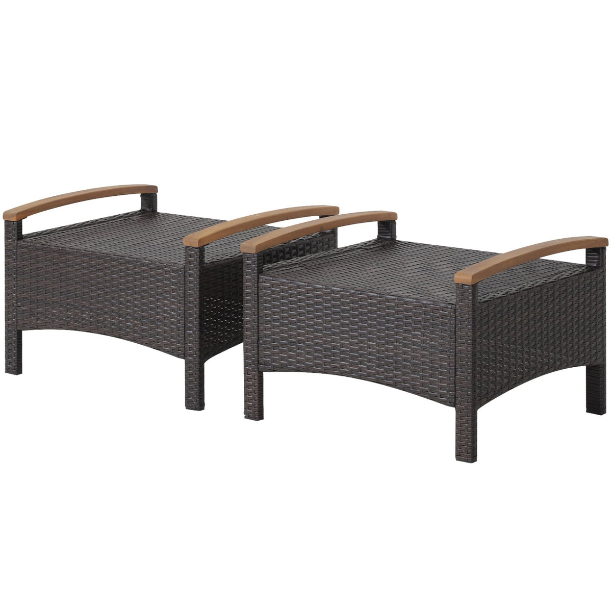 Wicker Patio Ottoman Set of 2 with Cushion
