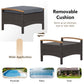 Wicker Patio Ottoman Set of 2 with Cushion