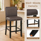 Bar Stools with Back Set of 4 - Brown Upholstered Counter Height