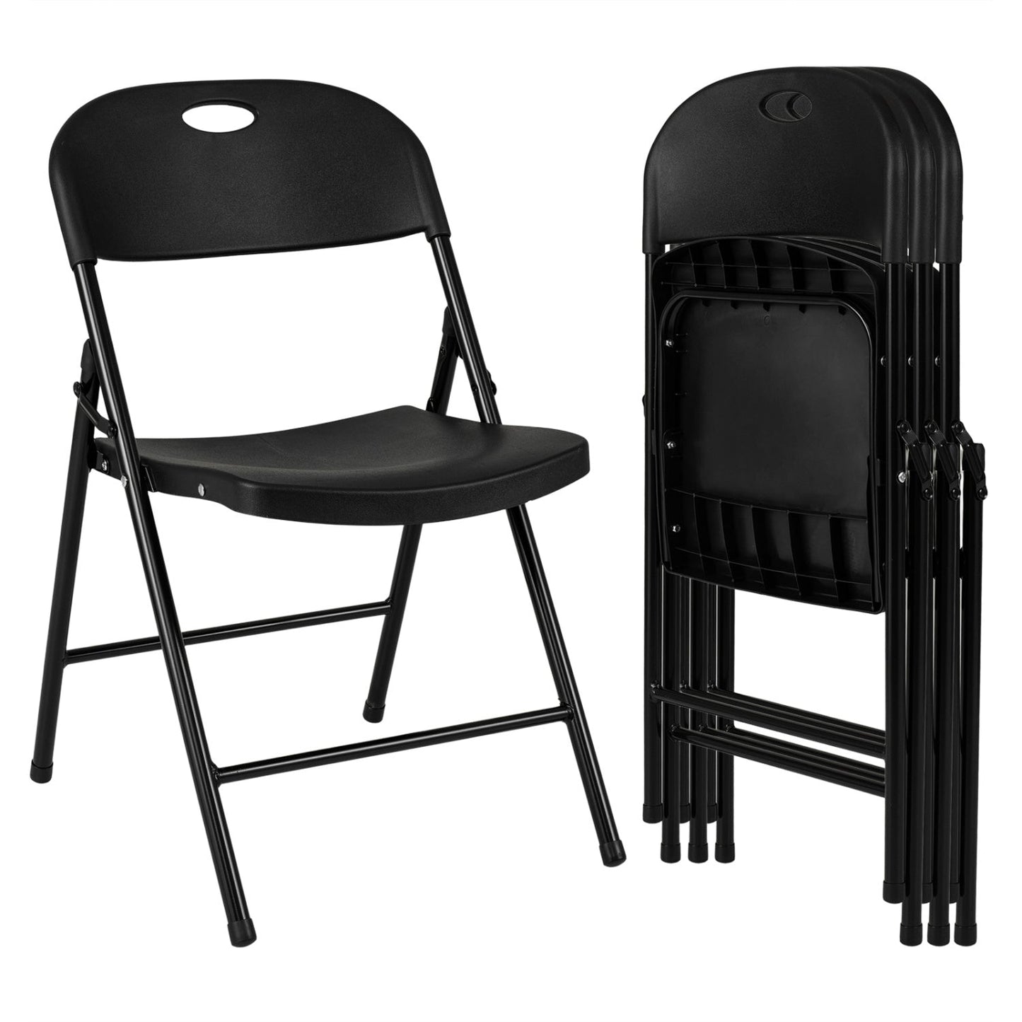 Foldable Plastic Dining Chairs Set of 4 with Ergonomic Backrest