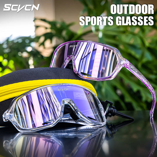 Scvcn - Photochromic Cycling Glasses for Men Bicycle Eyewear Mountain Bike Cycling Goggles UV400 MTB Road Sunglasses Women