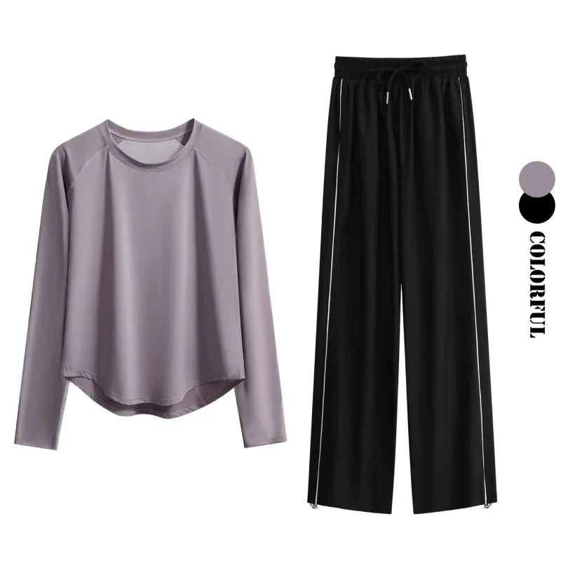 Women’s 2-Piece Tracksuit Loose Sports Top & Sweatpants Set