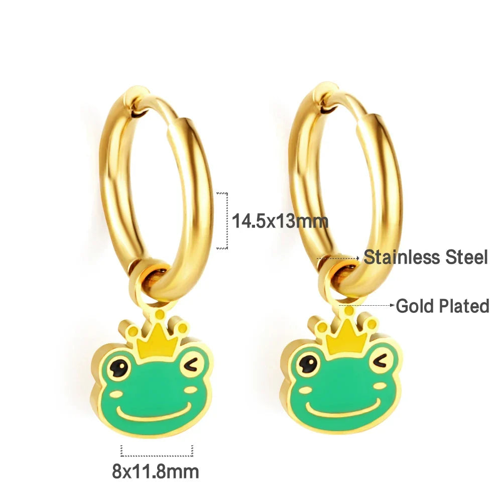 LUXUSTEEL Animal Hoop Earrings | Stainless Steel Drop Earrings for Women