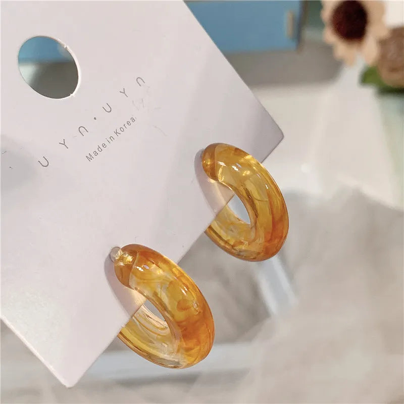 C-Shape Resin Hoop Earrings | Colorful Geometric Acrylic Jewelry for Women