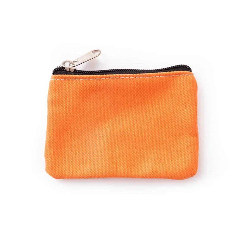 Solid Color Canvas Zipper Coin Purse | Mini Money Pouch for Women Men