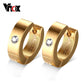 Stainless Steel Hoop Earrings for Women | Cubic Zirconia Huggie Ear Cuff