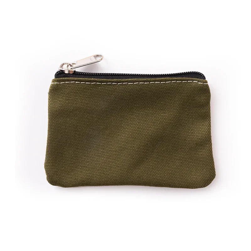 Solid Color Canvas Zipper Coin Purse | Mini Money Pouch for Women Men
