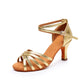 Gold Silver Woman Latin Dance Shoes With Rhinestone Buckle Jazz Salsa Dance Shoes For Ladies Girls Suede Soft Sole 5/7cm Heel