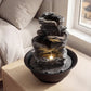 Tabletop Water Fountain with LED Light Indoor Desktop Cascading Water Feature