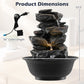Tabletop Water Fountain with LED Light Indoor Desktop Cascading Water Feature