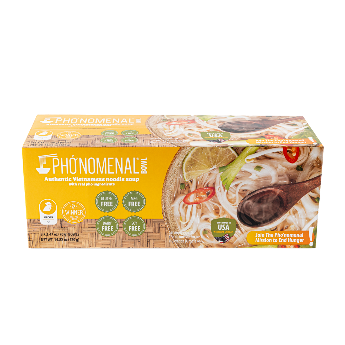 Pho’nomenal Bowl Instant Chicken Pho (Case of 6 Bowls)
